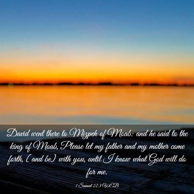 Picture 03 - 1 Samuel 22:3 WEB - David went there to Mizpeh of Moab: and he said - Bible Verse Picture