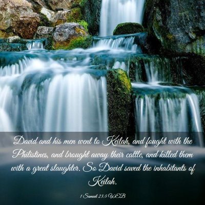 Picture 03 - 1 Samuel 23:5 WEB - David and his men went to Keilah, and fought with - Bible Verse Picture