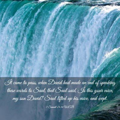 Picture 03 - 1 Samuel 24:16 WEB - It came to pass, when David had made an end of - Bible Verse Picture