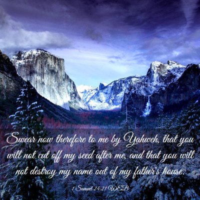 Picture 03 - 1 Samuel 24:21 WEB - Swear now therefore to me by Yahweh, that you - Bible Verse Picture