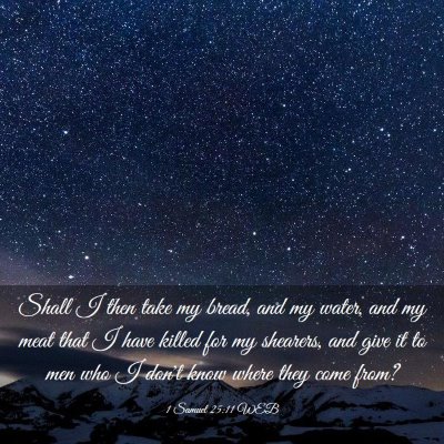 Picture 03 - 1 Samuel 25:11 WEB - Shall I then take my bread, and my water, and my - Bible Verse Picture