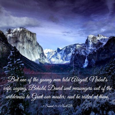 Picture 03 - 1 Samuel 25:14 WEB - But one of the young men told Abigail, Nabal's - Bible Verse Picture