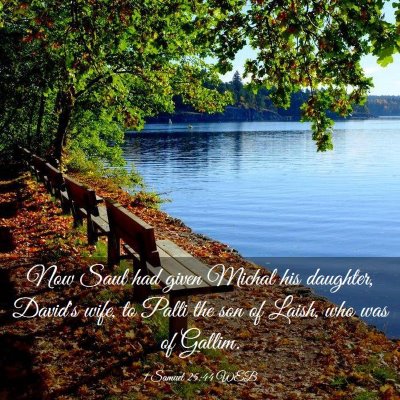 Picture 03 - 1 Samuel 25:44 WEB - Now Saul had given Michal his daughter, David's - Bible Verse Picture