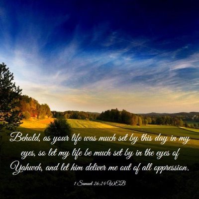 Picture 03 - 1 Samuel 26:24 WEB - Behold, as your life was much set by this day in - Bible Verse Picture