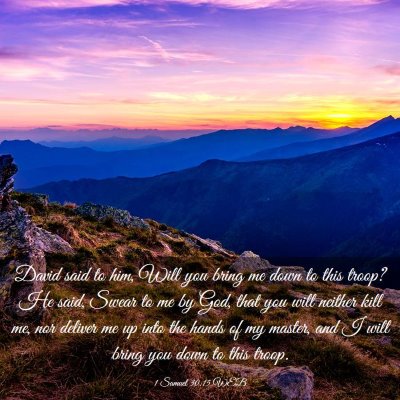 Picture 03 - 1 Samuel 30:15 WEB - David said to him, Will you bring me down to this - Bible Verse Picture