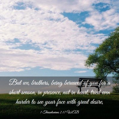 Picture 03 - 1 Thessalonians 2:17 WEB - But we, brothers, being bereaved of you for a - Bible Verse Picture