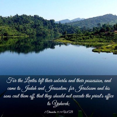 Picture 03 - 2 Chronicles 11:14 WEB - For the Levites left their suburbs and their - Bible Verse Picture
