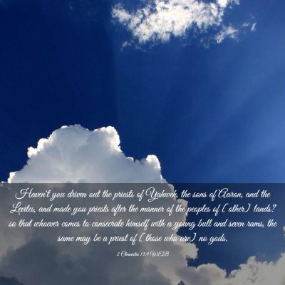 Picture 03 - 2 Chronicles 13:9 WEB - Haven't you driven out the priests of Yahweh, the - Bible Verse Picture
