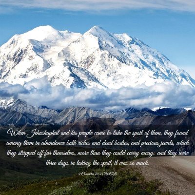 Picture 03 - 2 Chronicles 20:25 WEB - When Jehoshaphat and his people came to take the - Bible Verse Picture