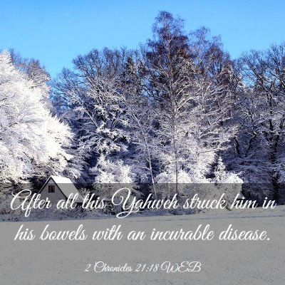 Picture 03 - 2 Chronicles 21:18 WEB - After all this Yahweh struck him in his bowels - Bible Verse Picture