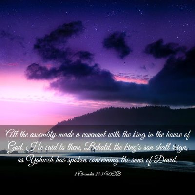 Picture 03 - 2 Chronicles 23:3 WEB - All the assembly made a covenant with the king in - Bible Verse Picture