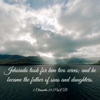 Picture 03 - 2 Chronicles 24:3 WEB - Jehoiada took for him two wives; and he became - Bible Verse Picture