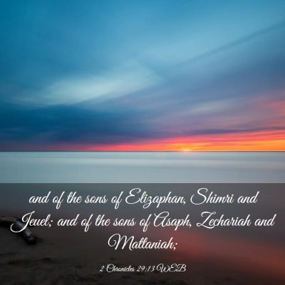 Picture 03 - 2 Chronicles 29:13 WEB - and of the sons of Elizaphan, Shimri and Jeuel; - Bible Verse Picture