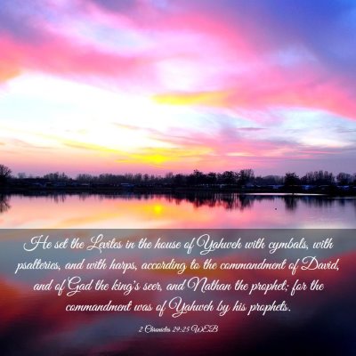 Picture 03 - 2 Chronicles 29:25 WEB - He set the Levites in the house of Yahweh with - Bible Verse Picture