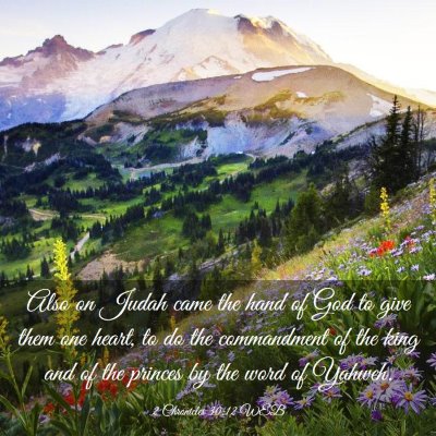 Picture 03 - 2 Chronicles 30:12 WEB - Also on Judah came the hand of God to give them - Bible Verse Picture