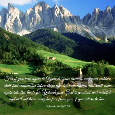 Picture 03 - 2 Chronicles 30:9 WEB - For if you turn again to Yahweh, your brothers - Bible Verse Picture