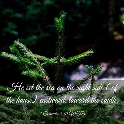 Picture 03 - 2 Chronicles 4:10 WEB - He set the sea on the right side [of the house] - Bible Verse Picture
