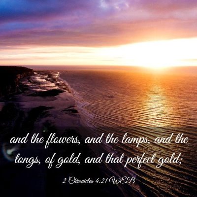 Picture 03 - 2 Chronicles 4:21 WEB - and the flowers, and the lamps, and the tongs, of - Bible Verse Picture