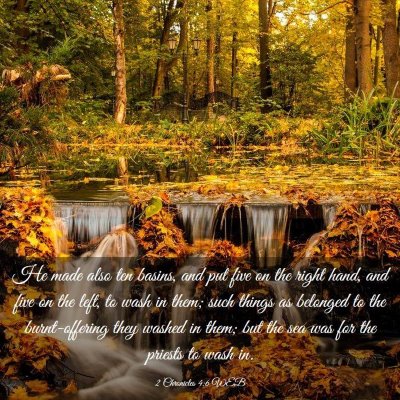 Picture 03 - 2 Chronicles 4:6 WEB - He made also ten basins, and put five on the - Bible Verse Picture