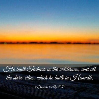 Picture 03 - 2 Chronicles 8:4 WEB - He built Tadmor in the wilderness, and all the - Bible Verse Picture
