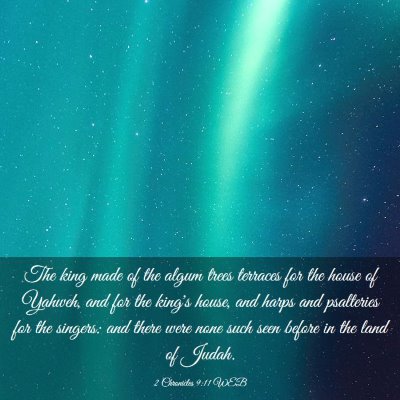 Picture 03 - 2 Chronicles 9:11 WEB - The king made of the algum trees terraces for the - Bible Verse Picture