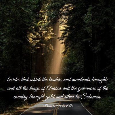 Picture 03 - 2 Chronicles 9:14 WEB - besides that which the traders and merchants - Bible Verse Picture