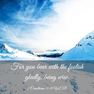 Picture 03 - 2 Corinthians 11:19 WEB - For you bear with the foolish gladly, being - Bible Verse Picture