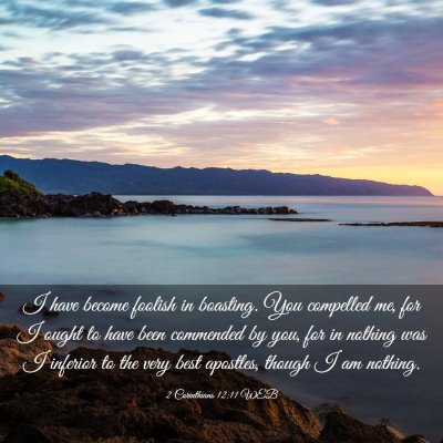 Picture 03 - 2 Corinthians 12:11 WEB - I have become foolish in boasting. You compelled - Bible Verse Picture