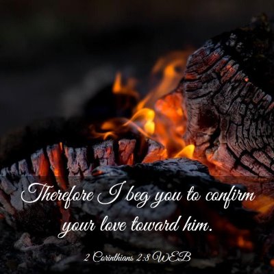 Picture 03 - 2 Corinthians 2:8 WEB - Therefore I beg you to confirm your love toward - Bible Verse Picture