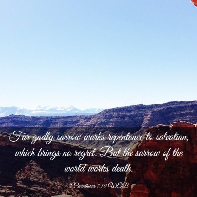 Picture 03 - 2 Corinthians 7:10 WEB - For godly sorrow works repentance to salvation, - Bible Verse Picture