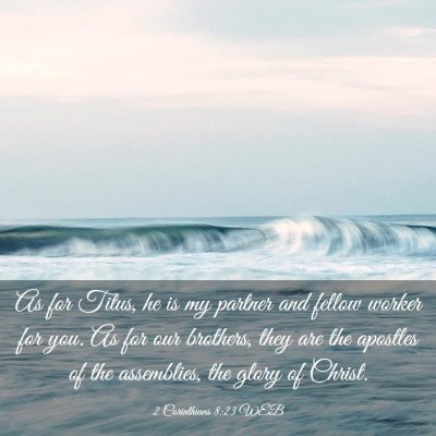 Picture 03 - 2 Corinthians 8:23 WEB - As for Titus, he is my partner and fellow worker - Bible Verse Picture
