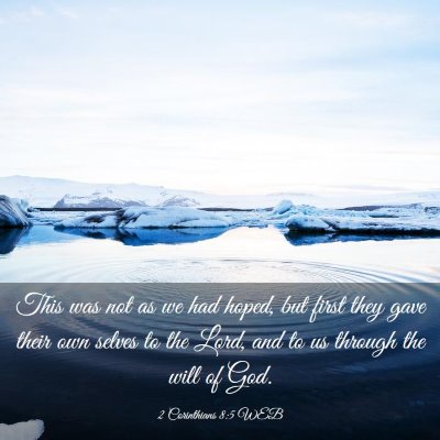Picture 03 - 2 Corinthians 8:5 WEB - This was not as we had hoped, but first they gave - Bible Verse Picture