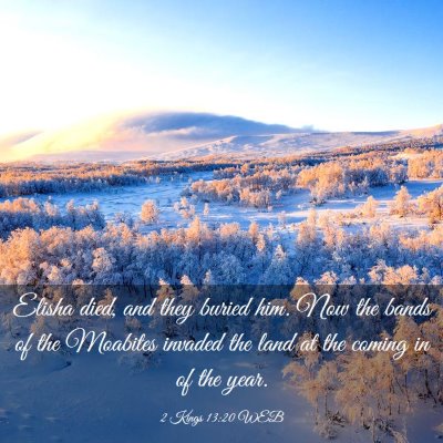 Picture 03 - 2 Kings 13:20 WEB - Elisha died, and they buried him. Now the bands - Bible Verse Picture