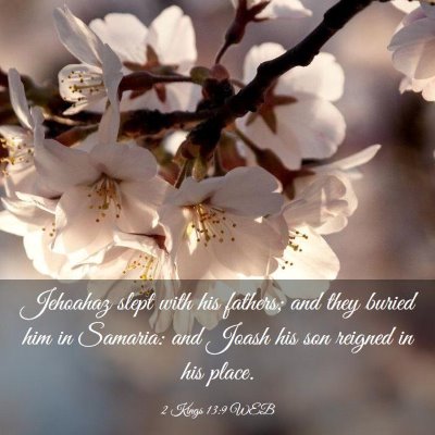 Picture 03 - 2 Kings 13:9 WEB - Jehoahaz slept with his fathers; and they buried - Bible Verse Picture