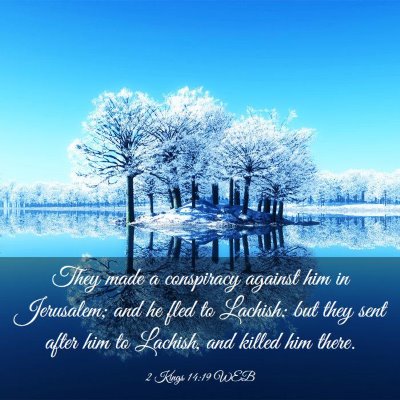 Picture 03 - 2 Kings 14:19 WEB - They made a conspiracy against him in Jerusalem; - Bible Verse Picture