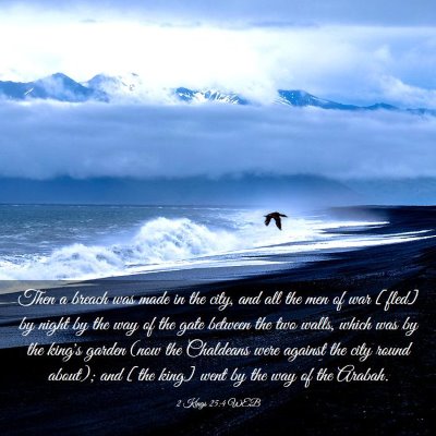 Picture 03 - 2 Kings 25:4 WEB - Then a breach was made in the city, and all the - Bible Verse Picture