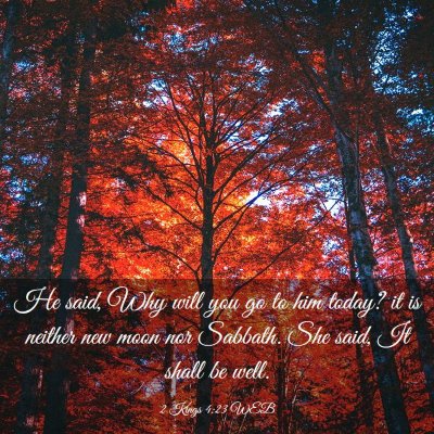 Picture 03 - 2 Kings 4:23 WEB - He said, Why will you go to him today? it is - Bible Verse Picture