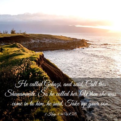 Picture 03 - 2 Kings 4:36 WEB - He called Gehazi, and said, Call this Shunammite. - Bible Verse Picture