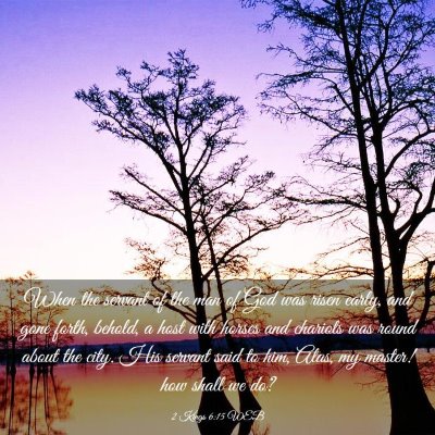 Picture 03 - 2 Kings 6:15 WEB - When the servant of the man of God was risen - Bible Verse Picture