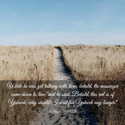 Picture 03 - 2 Kings 6:33 WEB - While he was yet talking with them, behold, the - Bible Verse Picture