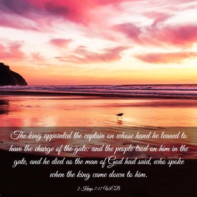 Picture 03 - 2 Kings 7:17 WEB - The king appointed the captain on whose hand he - Bible Verse Picture