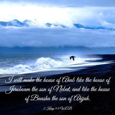 Picture 03 - 2 Kings 9:9 WEB - I will make the house of Ahab like the house of - Bible Verse Picture
