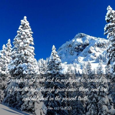 Picture 03 - 2 Peter 1:12 WEB - Therefore I will not be negligent to remind you - Bible Verse Picture