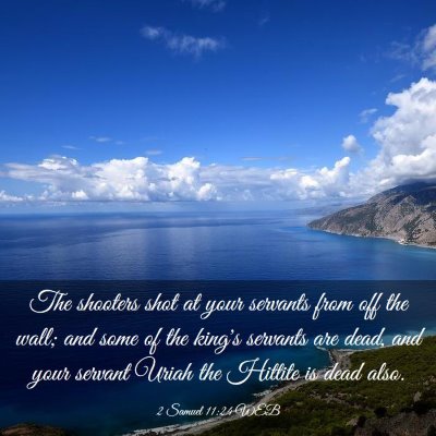 Picture 03 - 2 Samuel 11:24 WEB - The shooters shot at your servants from off the - Bible Verse Picture