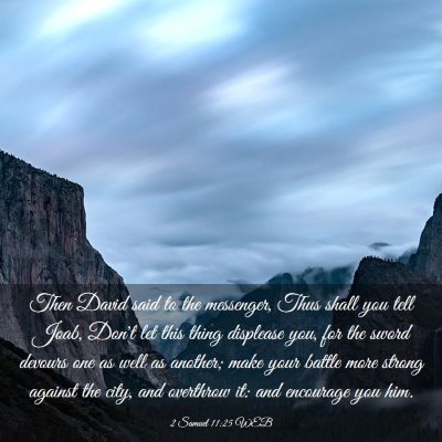Picture 03 - 2 Samuel 11:25 WEB - Then David said to the messenger, Thus shall you - Bible Verse Picture