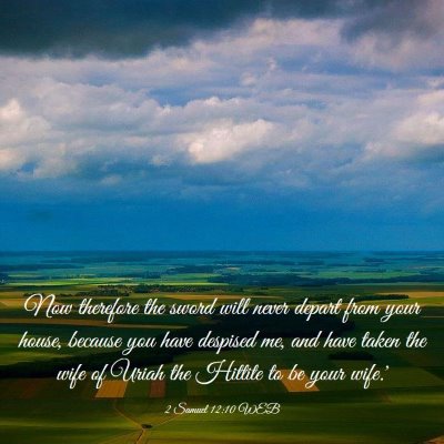 Picture 03 - 2 Samuel 12:10 WEB - Now therefore the sword will never depart from - Bible Verse Picture