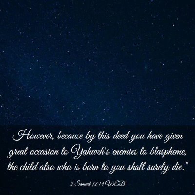 Picture 03 - 2 Samuel 12:14 WEB - However, because by this deed you have given - Bible Verse Picture