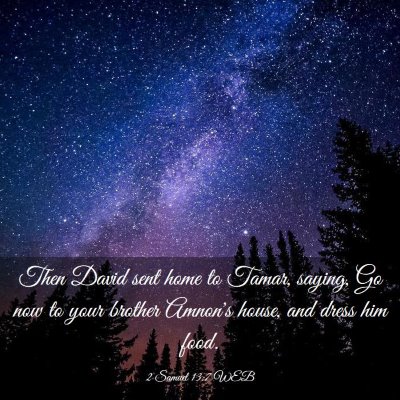 Picture 03 - 2 Samuel 13:7 WEB - Then David sent home to Tamar, saying, Go now to - Bible Verse Picture