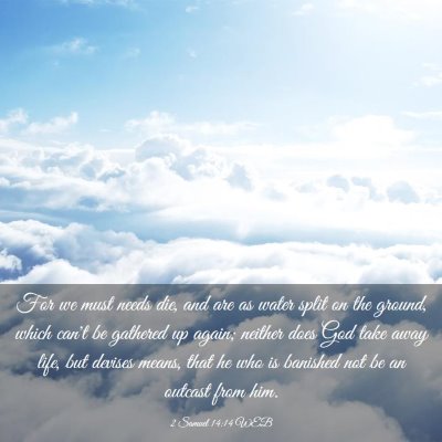 Picture 03 - 2 Samuel 14:14 WEB - For we must needs die, and are as water split on - Bible Verse Picture