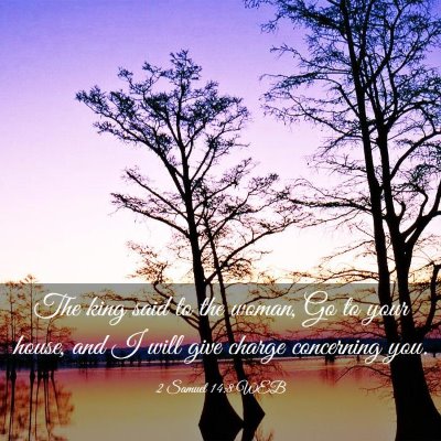 Picture 03 - 2 Samuel 14:8 WEB - The king said to the woman, Go to your house, and - Bible Verse Picture